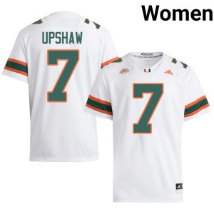 UM Hurricanes White College Football #7 Women Daylyn Upshaw Stitched Jerseys 201222-799