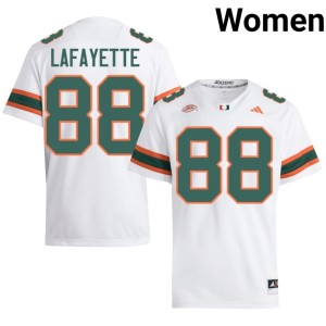 Hurricanes #88 College Football White Replica DeAnthony Lafayette Women's Jerseys 258802-674