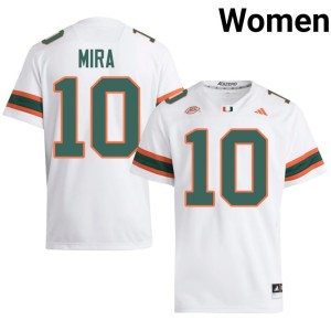 University of Miami White George Mira College Football Replica #10 Women's Jerseys 412845-648