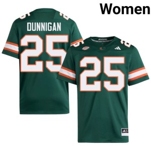Canes Womens #25 College Football High School JJ Dunnigan Green Jerseys 174074-491