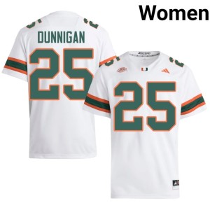 Hurricanes Women #25 College Football JJ Dunnigan Stitched White Jerseys 740380-629
