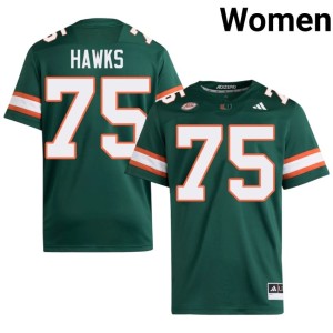 Hurricanes #75 Green College Football Women's Replica Jacob Hawks Jersey 707997-747