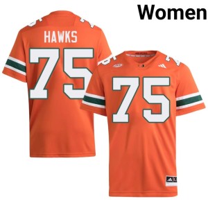 Miami of Florida Limited Jacob Hawks College Football #75 Orange Women's Jerseys 800366-491