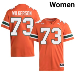 Hurricanes Game #73 College Football Orange Women Jaden Wilkerson Jerseys 437676-143