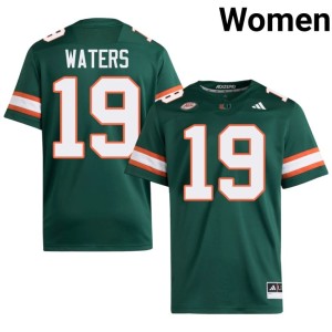 UMiami Hurricanes Stitched College Football Green #19 Womens Jaelen Waters Jersey 510634-632