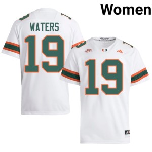 Canes Jaelen Waters #19 High School College Football Womens White Jersey 802235-634