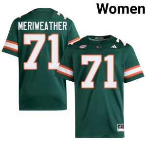 University of Miami Green Womens #71 Jamal Meriweather College Football University Jerseys 204265-250