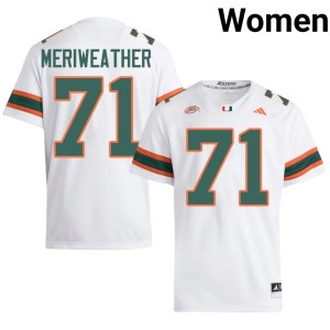 Hurricanes Women's High School #71 White Jamal Meriweather College Football Jersey 354479-630