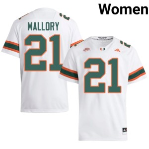 Miami #21 2026 White College Football Womens Javian Mallory Jerseys 840908-804