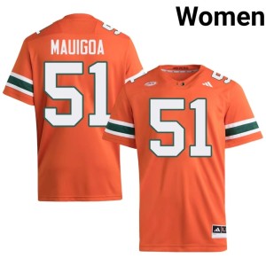 University of Miami 2026-27 College Football #51 Orange Kiko Mauigoa Womens Jersey 924065-736