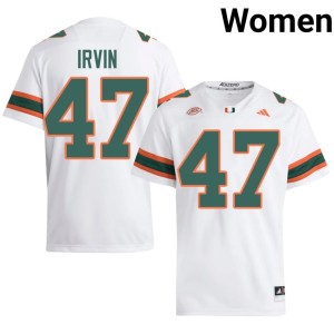 UMiami Hurricanes College Football Michael Irvin White #47 NCAA Womens Jersey 698125-413
