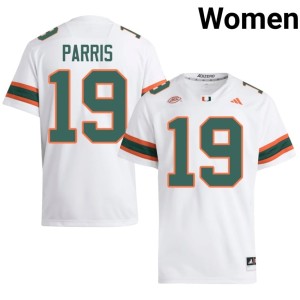 UMiami Official Milan Parris #19 College Football White Women Jersey 399782-512