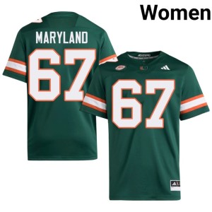 Miami of Florida Womens Green Embroidery College Football #67 Russell Maryland Jerseys 498944-958
