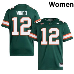 UMiami Hurricanes #12 Women's College Football Green Stitched Somourian Wingo Jerseys 741765-923