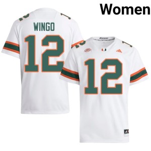 Hurricanes College Football Embroidery White Somourian Wingo Women #12 Jersey 121906-662