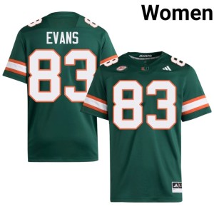 Miami NCAA Green College Football Women #83 Tyran Evans Jerseys 810648-869