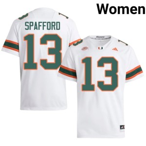 Canes Vance Spafford College Football Replica #13 Women White Jerseys 350920-619
