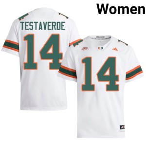 Canes Vinny Testaverde #14 White Womens College Football NCAA Jerseys 539179-195