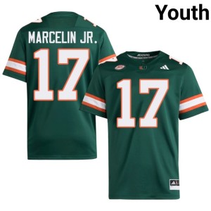 Miami Hurricanes Youth College Football Green #17 Alumni Ezekiel Marcelin Jr. Jersey 842260-755