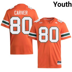 Miami Hurricanes #80 College Football Hunter Carver High School Orange Youth Jerseys 112405-215