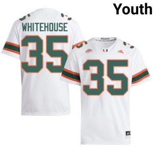 Miami Hurricanes Youth White Jack Whitehouse Official #35 College Football Jerseys 220193-922