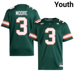Hurricanes Youth NCAA College Football Green #3 Joshua Moore Jersey 982003-273