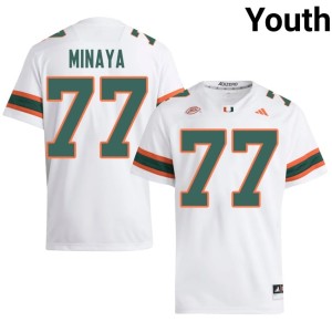 Miami Hurricanes College Football Youth White University Juan Minaya #77 Jerseys 368922-283