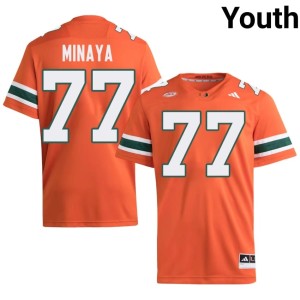 Hurricanes Youth College Football #77 Juan Minaya Orange Replica Jerseys 862275-481