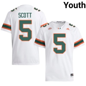 UMiami Youth White Justin Scott Player #5 College Football Jersey 116601-388