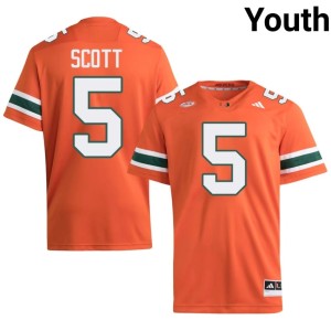 Miami #5 Stitched Youth Orange Justin Scott College Football Jersey 461484-928