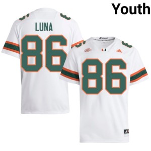 Miami Hurricanes White #86 Embroidery Kolby Luna Youth College Football Jersey 108313-235