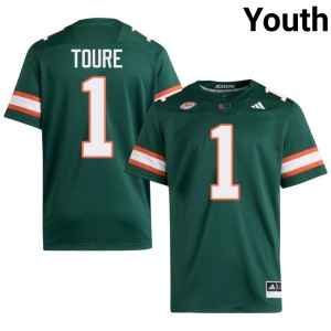 Miami of Florida Green #1 Embroidery Youth Mohamed Toure College Football Jersey 425185-926