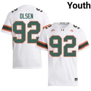 UM Hurricanes College Football Samuel Coufal University #92 Youth White Jerseys 287330-830