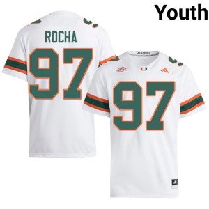 Miami Youth College Football NCAA Will Rocha #97 White Jerseys 719252-254