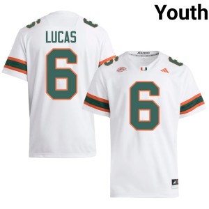 Hurricanes 2026-27 White College Football Youth #6 Xavier Lucas Jersey 477731-285