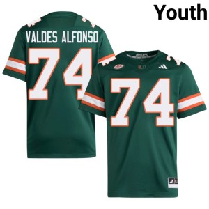 UM Green Yerovi Valdes Alfonso College Football Stitched Youth #74 Jerseys 631000-633