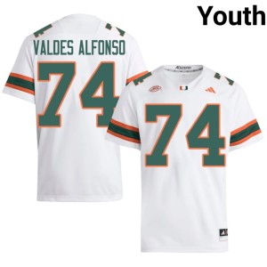 UM Hurricanes Limited #74 Youth College Football White Yerovi Valdes Alfonso Jersey 276780-185