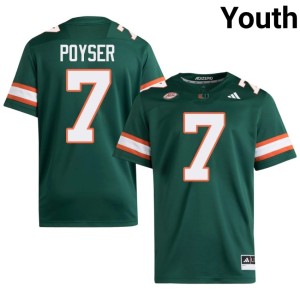 UMiami College Football Youth Green Zechariah Poyser Replica #7 Jersey 838542-483