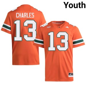 University of Miami Youth Orange Asharri Charles NCAA College Football #13 Jerseys 755982-583