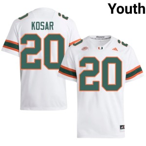 UMiami White #20 Bernie Kosar College Football Embroidery Youth Jersey 347998-796