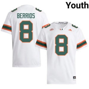 UMiami College Football Stitched Youth #8 Braxton Berrios White Jersey 782394-808