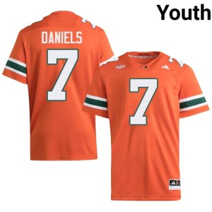 UM Hurricanes College Football Embroidery CJ Daniels #7 Orange Youth Jerseys 193513-141