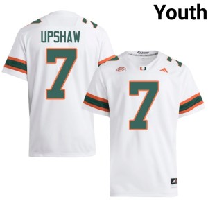 Miami Hurricanes #7 Youth Stitched White College Football Daylyn Upshaw Jersey 540041-578