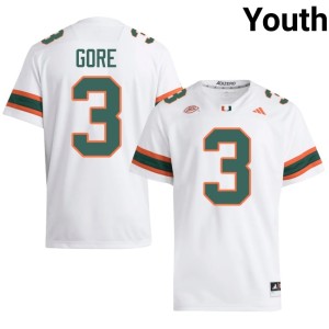 UMiami White NCAA #3 College Football Frank Gore Youth Jersey 141370-325