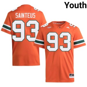 Hurricanes Fred Sainteus #93 University Youth College Football Orange Jerseys 593814-254