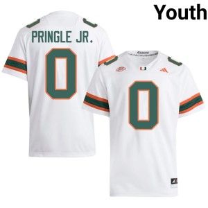 Miami of Florida College Football Youth White Player #0 Girard Pringle Jr. Jerseys 945961-133