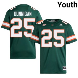 Miami Hurricanes Youth JJ Dunnigan College Football #25 NCAA Green Jerseys 939751-262