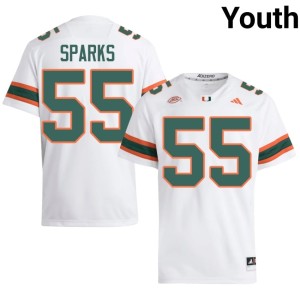 UMiami Hurricanes JJ Sparks #55 Youth White College Football NCAA Jerseys 886773-957