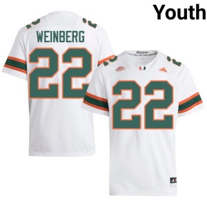 UMiami Official Youth Jake Weinberg #22 White College Football Jerseys 335899-343