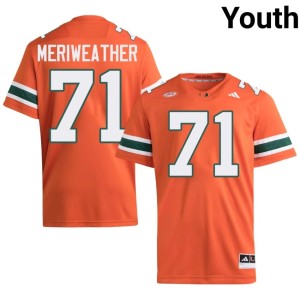 Hurricanes College Football #71 Jamal Meriweather Replica Youth Orange Jersey 215973-681